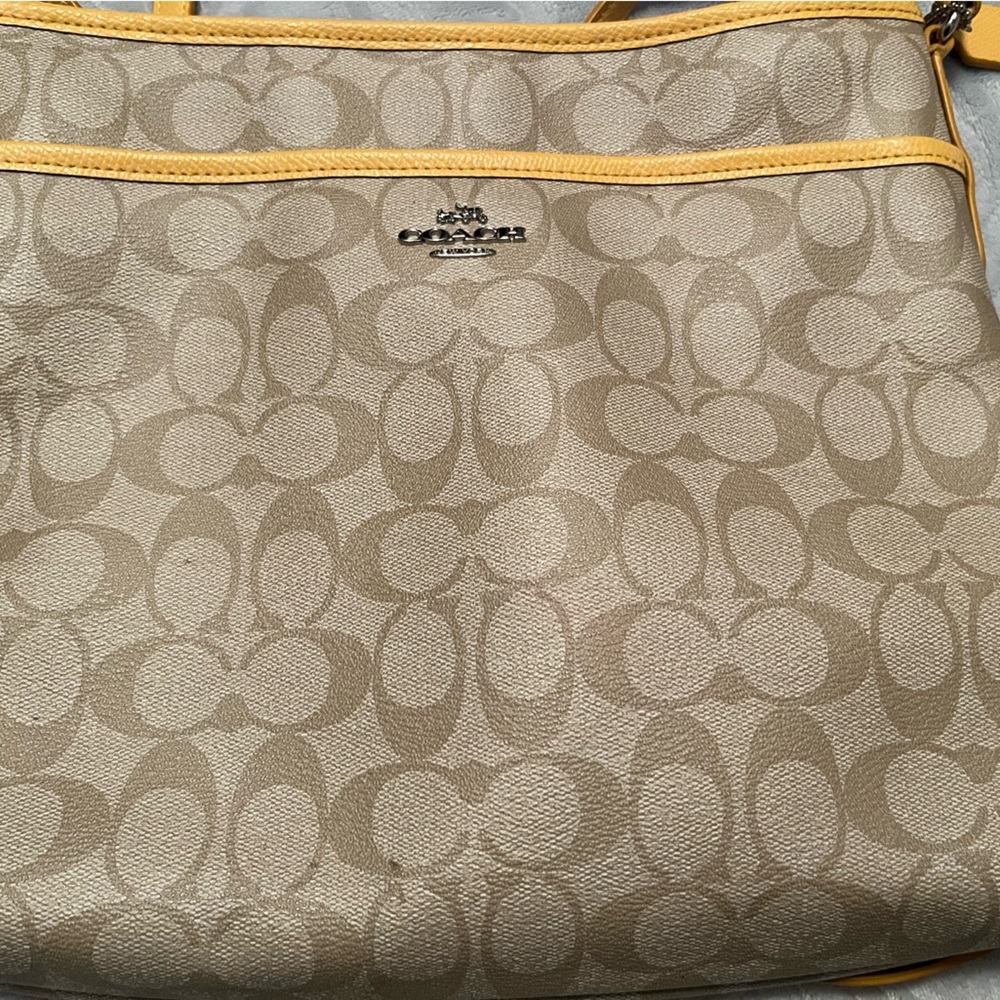 Coach Beige and Yellow Crossbody Bag
